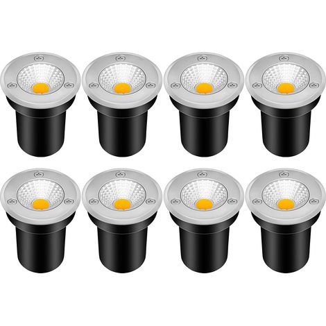 Lampe de jardin LED étanche basse tension 3W 12V-24V IP67, éclairage d'escalier extérieur (lot de 8, blanc chaud) (1/4)