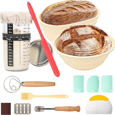 Ensemble de 11 paniers banneton pour pain artisanal, levain, fermentation naturelle et pâtisserie maison.-AquaForge (1/5)
