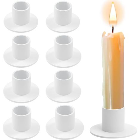 8 Pièces Bougeoirs, Bougeoir Vintage en Métal, Chandelier Bougeoir, pour Mariages, Fêtes, Dîners, Décorations D'intérieur, Les Centres de Table (Blanc) (1/5)