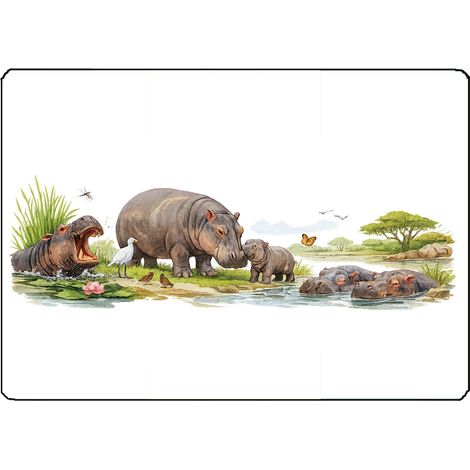 Planche à découper en verre hippopotames 28,5 × 20 cm (1/2)
