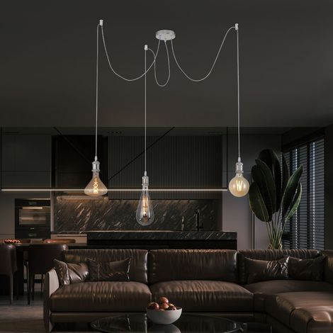 Deckenlampe Pendelleuchte Retro Hängelampen Wohnbereich Modern höhenverstellbar Hängeleuchte 3 Flammig Industrial, Metall, 3x E27, H 300 cm