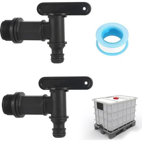 Robinet d'écoulement IBC 3/4" - Écologique - Lot de 2 - Anti-corrosion - Durable - Facile à installer (1/4)
