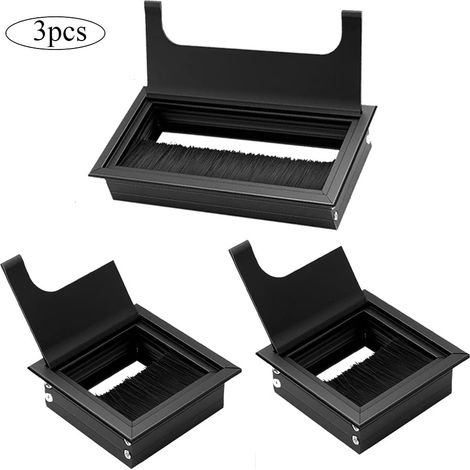 Cable Pass-Through Cover - Aluminum Alloy - 80 x 80 mm & 160 x 80 mm - For Desk Cable Management - 3 Pieces (1/4)