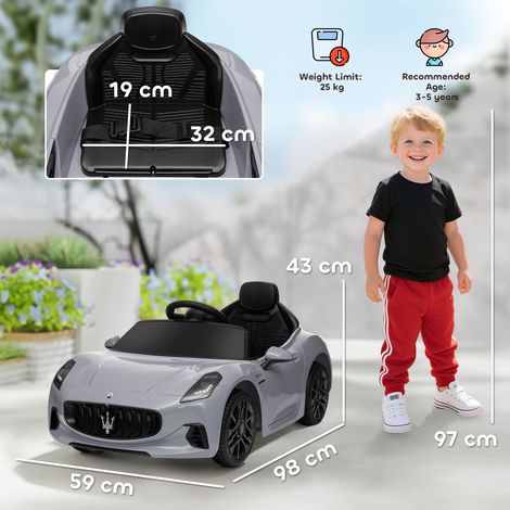 Voiture enfant Maserati GranTurismo Folgore 12V (avec télécommande), 3-5 ans, grise (1/5)