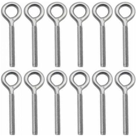 Pack of 12 - M8 Eye Bolts in 304 Stainless Steel Ring Screw Eyebolt for Swing Machine Outdoor (1/4)