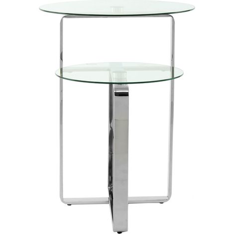Tavolino di design Catrice 125 con doppi ripiani in vetro e acciaio (1/3)