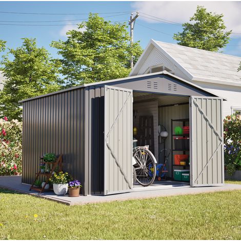 OKWISH Metall-Gartenhaus 300 x 252 x 191 cm, Anthrazit (1/5)