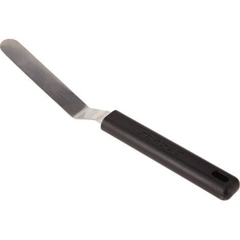 Spatule de Cuisine en Acier Inoxydable - Lame Semi-Flexible pour Emplatage de Desserts, Tartes et Lasagnes - Manche Ergonomique, 90 x 200 mm, Noir (1/4)