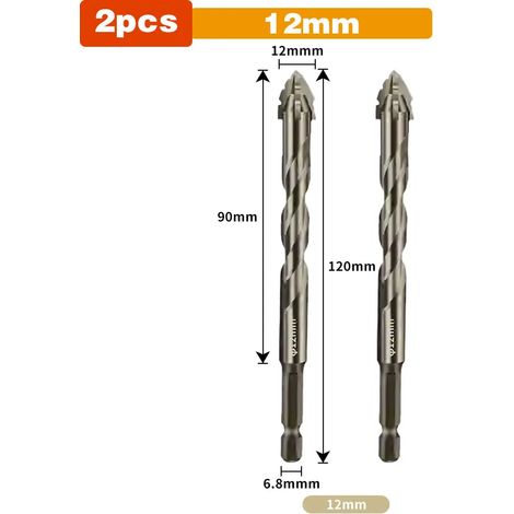 Coffret de forets hexagonaux cruciformes 6-12 mm pour carrelage, verre, béton, céramique, brique, brique, alliage dur, foret triangulaire. (1/5)