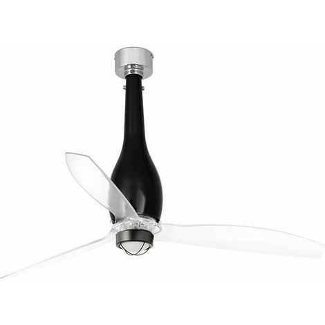 FARO Ventilador de techo con luz integrada motor DC 6 velocidades función inversa color negro brillo material acero y vidrio Eterfan 1280 mm (1/4)