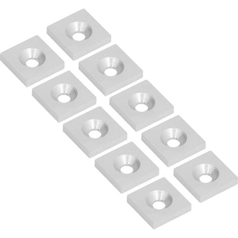 10 Capuchons de profilé alu, système de rail, bouchon d'extrémité à trou unique, accessoires de fixation, lot de 10, argenté (1/5)