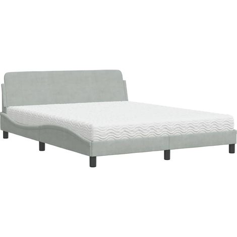 Maison Exclusive - Bett mit Matratze "Dover" Hellgrau 160x200 cm (1/5)