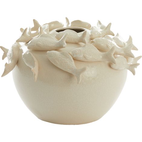 Vase en céramique FISH de Light & Living en crème – Ø40x27 cm