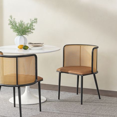 Esszimmerstuhl Flen 2er Set Braun/Schwarz [en.casa]