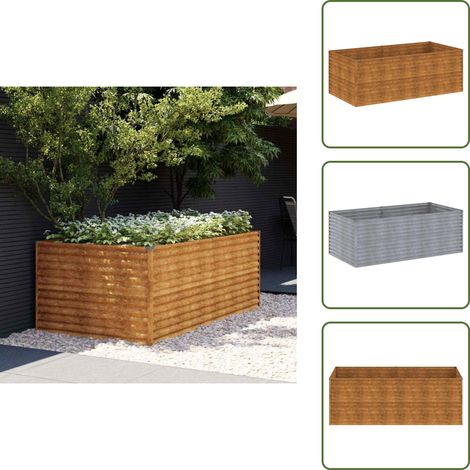 The Living Store Lit surélevé de jardin 196x100x69 cm acier corten - Bac à fleurs (1/5)