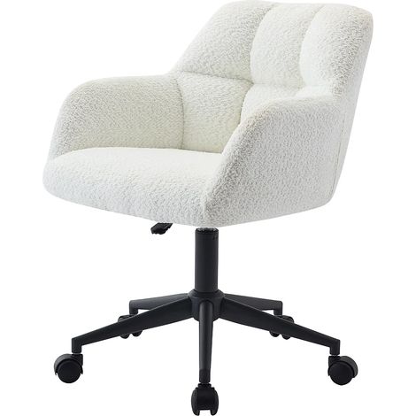 Sedia da ufficio Tessuto bouclette Bianco e Nero Altezza regolabile - PEGA (1/5)