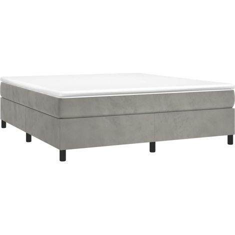 Box Spring Bed Frame Light Grey King Velvet (US Only) vidaXL