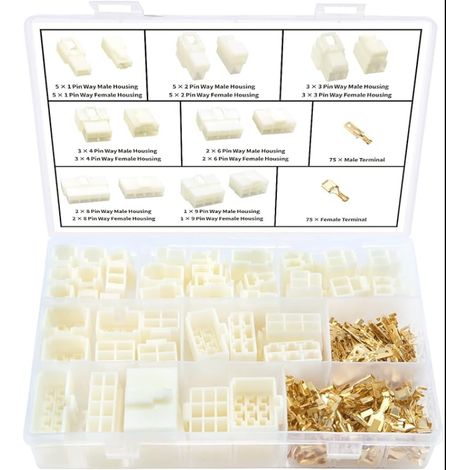 6.3mm Automobile Connecteur Kit, Broches de Fil Électrique et Femelles Sertir Cosse Assortiment, pour Moto, Voiture, Camion, Scooter, Bateaux (1/5)