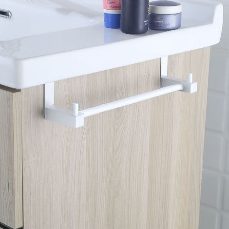 Kibath Toallero mueble 36 cm sin taladros inox con perchas blanco (1/5)