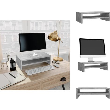 Support de moniteur Gris béton 42x24x13 cm Bois d'ingénierie - Support De Moniteur - Meuble Tv - Bureau Ergonomique - Étagère De Rangement - Bois D'ingénierie (1/5)