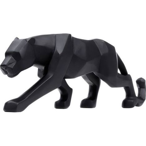(Noir)Panthère Sculpture Ornements Sculpture Géométrique Résine Léopard Statue Faune Décoration Maison NOIR (1/4)
