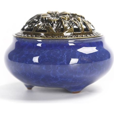 Holz sammlung Brûleur D'encens en Céramique et Couvercle, Aromathérapie pour Bâtons D'encens ou Cônes D'encens, Bobine Cendrier Bol, Accessoire Décoratif pour la Maison, Idée Cadeau e (1/5)