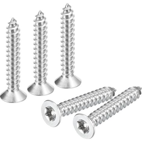 100Pcs Vis À Tête Plate Fraisée Torx M4 x 25mm Pour Bois (Argent) (1/5)