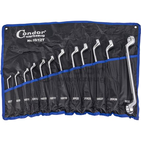SET CHIAVI 12pz POLIGONALI A GOMITO ACCIAIO CrV CROMATE 6-32mm