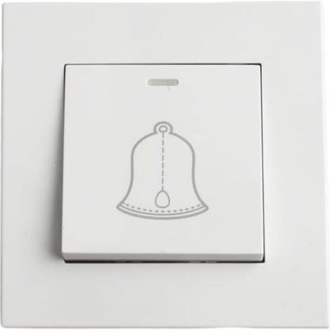 Interrupteur de sonnette en plastique ABS pour maison et hôtel, 86 mm, bouton poussoir mural avec indicateur LED, blanc, pour systèmes électriques AC 220 V (1/5)