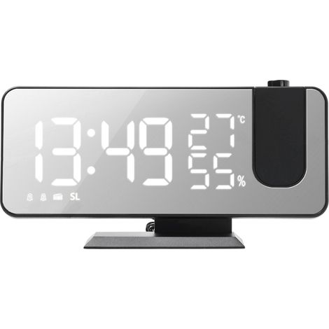 Digitaler 4-in-1-Wecker mit 180-Grad-Projektor und Überwachung von Raumtemperatur und Luftfeuchtigkeit.