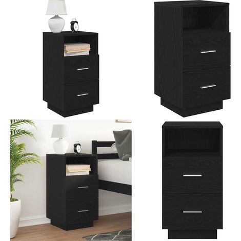 vidaXL Nachttisch mit 2 Schubladen Schwarz 36x36x68 cm (1/5)
