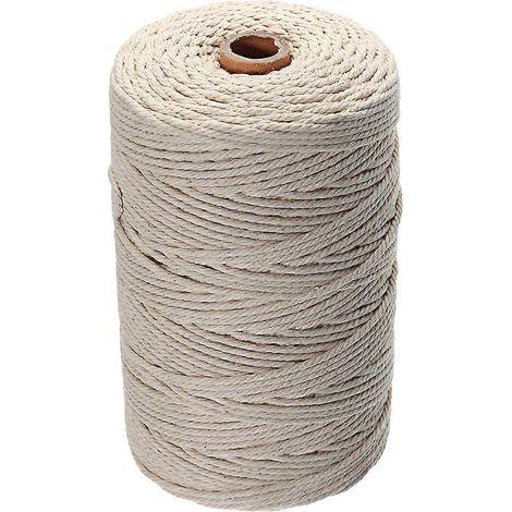 Cordon en coton beige naturel torsadé, corde pour macramé, fil de coton dégradé doux et confortable, idéal pour le bricolage et le macramé fait main.