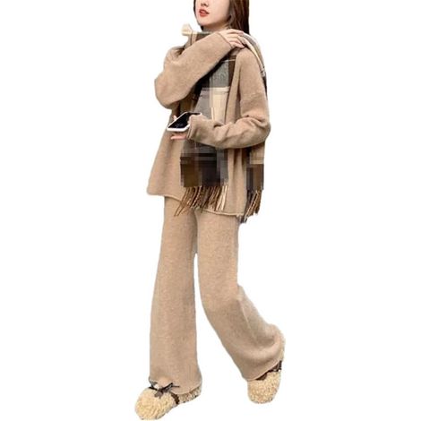 Ensemble de 2 pièces en cachemire pour femme - Pull en tricot ample et large - Pour l'automne et l'hiver (1/5)
