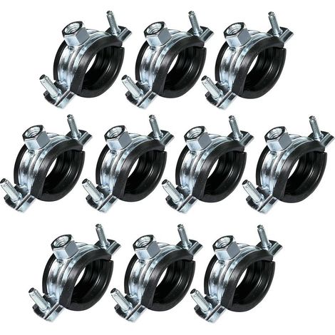 Packung mit 10 schallgedämmten Rohrschellen – Befestigungswinkel mit Dichtung – für Rohre mit 1" Durchmesser (32–36 mm) – verzinkter Stahl – M8/M10-Schraubanschluss (1/5)