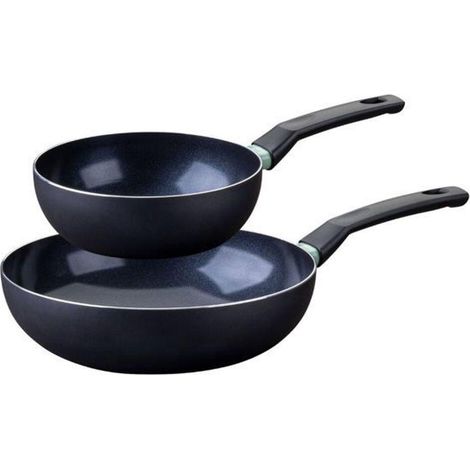 Fackelmann Wok-Set Aluminium Schwarz 20 und 28 cm