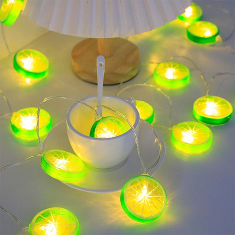 Ghirlanda luminosa decorativa a forma di fette di limone – 40 LED scintillanti su 6 m, versione senza fili a batteria, ideale per camera da letto, soggiorno o decorazioni festive.-lsw (1/2)
