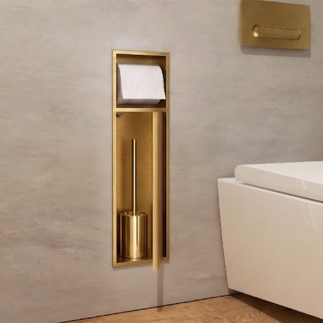 IMEX - Hornacina para Escobillero y Portarrollos Serie Egean Oro Cepillado (1/5)