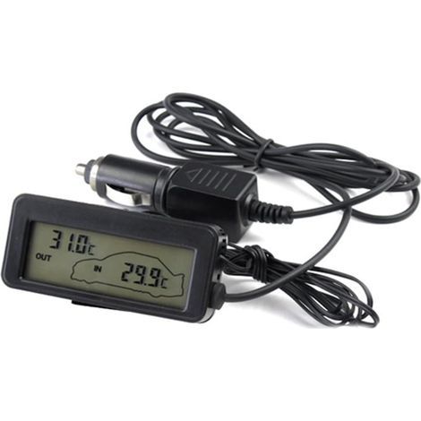 Thermomètre numérique voiture 12V avec écran LCD, mesure intérieure/extérieure, rétroéclairage bleu, indicateur de température (1/5)