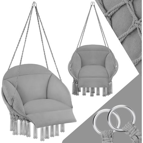 Fauteuil suspendu avec un coussin d'assise épais gris