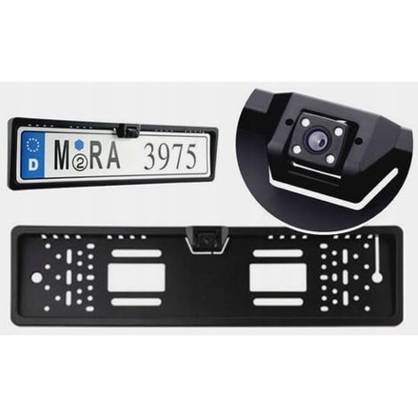 Telecamera di retromarcia integrata nella cornice a LED della targa.