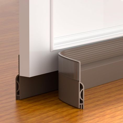(Braun, 100 cm) Türdichtung, verstellbare Türdichtung für den unteren Türbereich, Türspaltfüller für Innen- und Außentüren (1/5)
