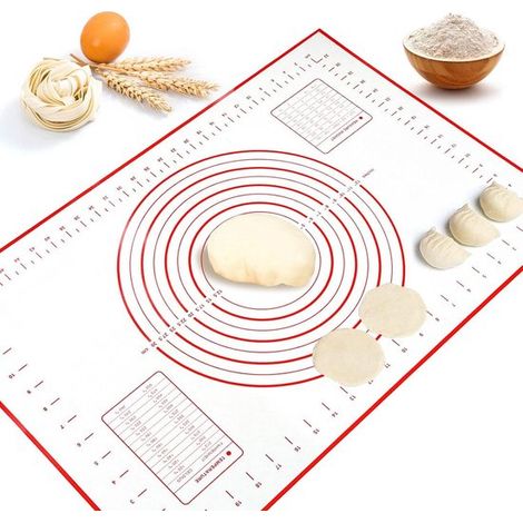 Tapis de cuisson antiadhésif et résistant à la chaleur, antidérapant, avec marquages, pour la cuisson, le pétrissage et l'étalage de la pâte, rouge, 40 x 50 cm (1/5)