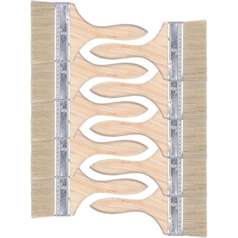 Ensemble de 10 pinceaux à tête plate élargie avec manche en bois et poils artificiels, outils de peinture et de nettoyage (1/5)
