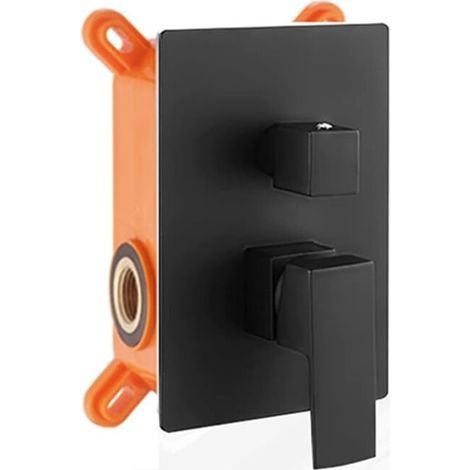 Chrome Brass 3 Way Shower Mixer Faucet Concealed in Black Copper Cabinet, Concealed Pre-Installed Faucet, Wall Mounted, (1/5)
