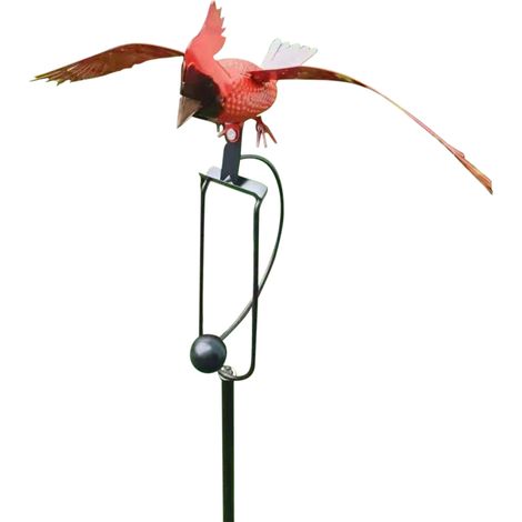 1 Ornements de jardin, Oiseau rouge, Acier, Moulin à vent, Extérieur (1/5)