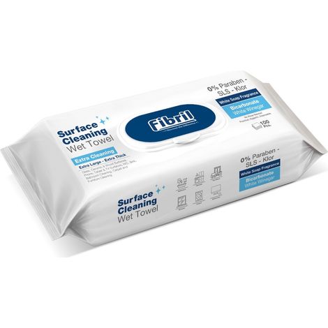 Lingettes nettoyantes humides FIBRIL XL bleues - Paquet de 100 pièces