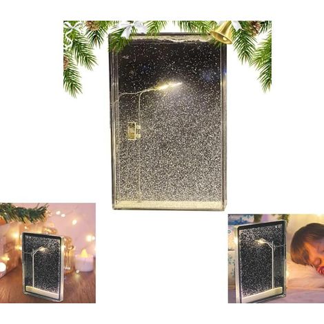 VEILLEUSE de Noël, Lampe Scène de Neige, Lumière de Sommeil Festive, Lampe de Nuit Artisanale, Décor de Veilleuse, Rue Nocturne (1/5)