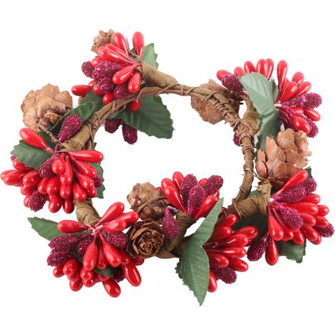 Couronne de Noël simulée DIY décoration de porte guirlande artificielle sapin festif 50 cm (1/5)