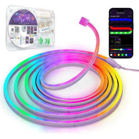 Neon Ruban LED 5m, RGB Bande LED avec Contrôle APP Contrôle, Flexible Étanche Découpable Synchronisation Musicale Bandeau Lumineuse Led pour Intérieur Déco Maison 715mm (1/3)