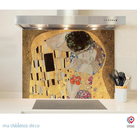 Fond de hotte : Gustav Klimt, Le baiser - Verre trempé - 90 cm - 60 cm (1/5)